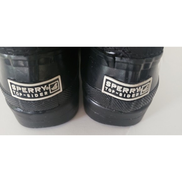 Sperry Top-Sider Black Quilted Waterproof Duck Boots Purple Fleece Lined sz 5 - Picture 3 of 9